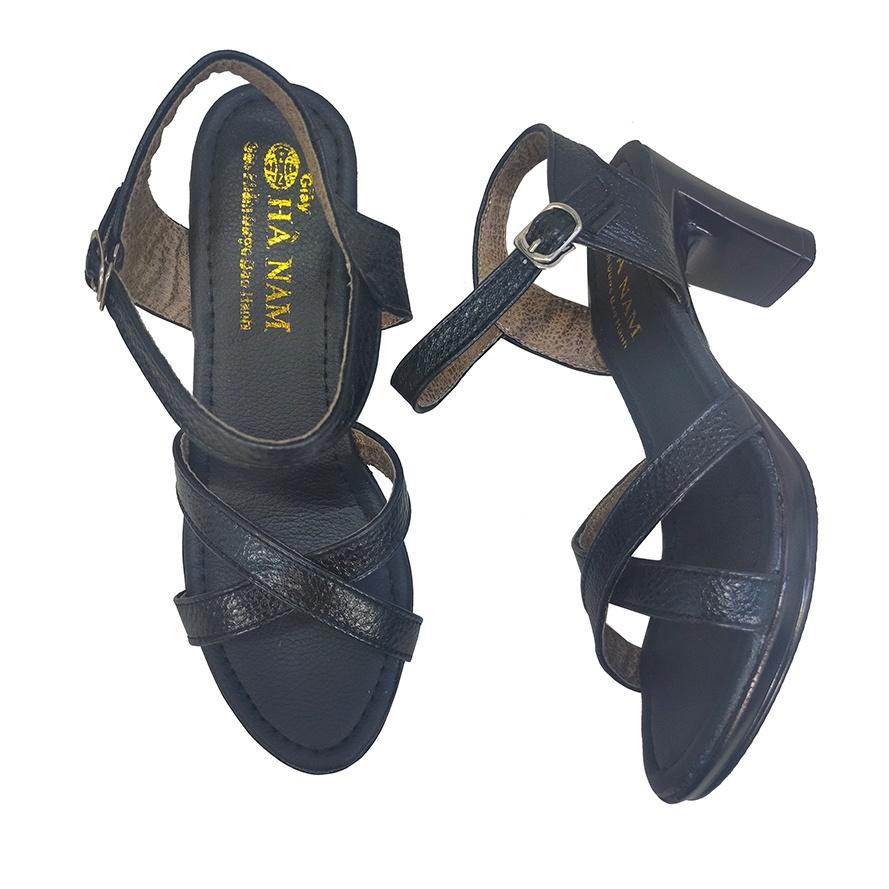 Giày Sandal Nữ Cao Gót Da Bò Thật TiTi ĐÔ Cao Cấp 7cm DNU2130d