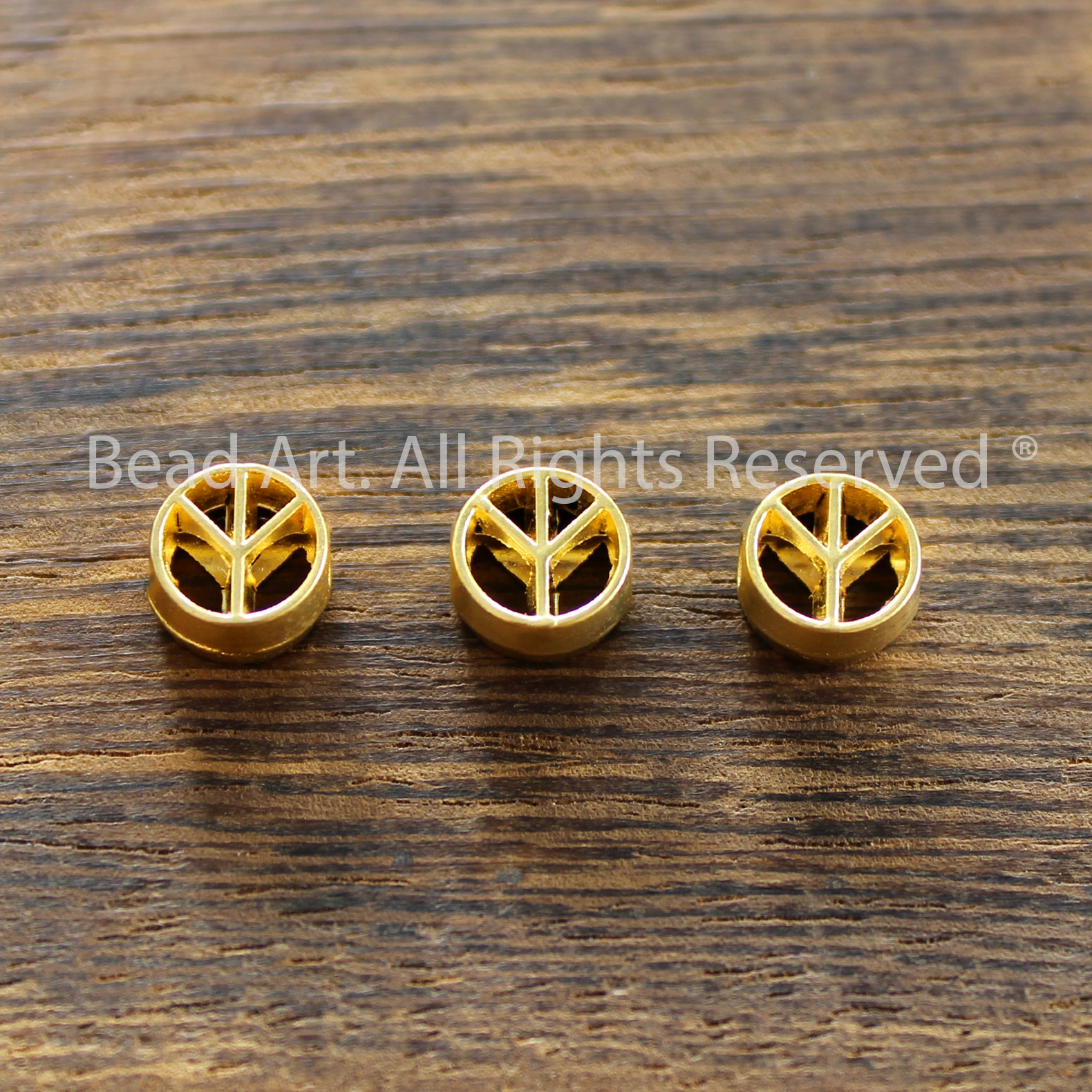 8MM Charm Biểu Tượng Hòa Bình Mạ Vàng 24K Thủ Công Thổ Nhĩ Kỳ, Phối Vòng Tay Phong Thuỷ, Chuỗi Hạt - Bead Art