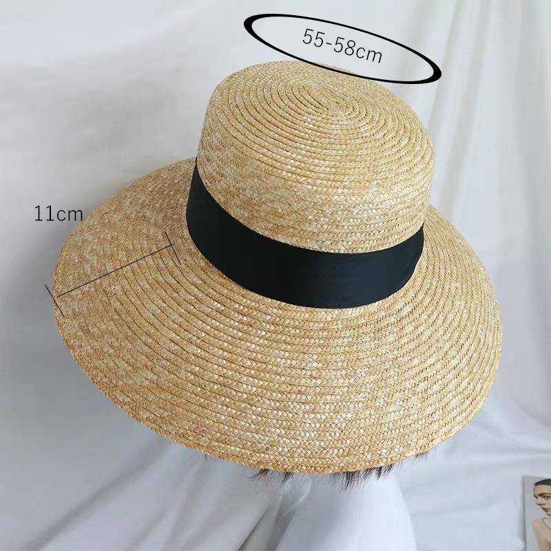 Mùa Hè 2019 Ruy Băng Nón Rộng Bên Mặt Trời Mũ Lưỡi Trai Nữ Lúa Mì Phong Cách Băng Mũ Rơm 11Cm Rộng Vành Ngày Lễ Bãi Biển nón Nữ Chống Nắng Nắp