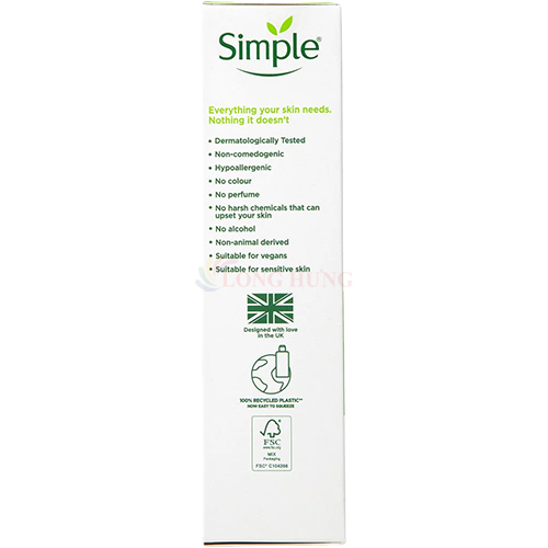 Sữa dưỡng ẩm Simple Hydrating Light Moisturiser giúp cấp ẩm cho da (125ml) - Hàng chính hãng