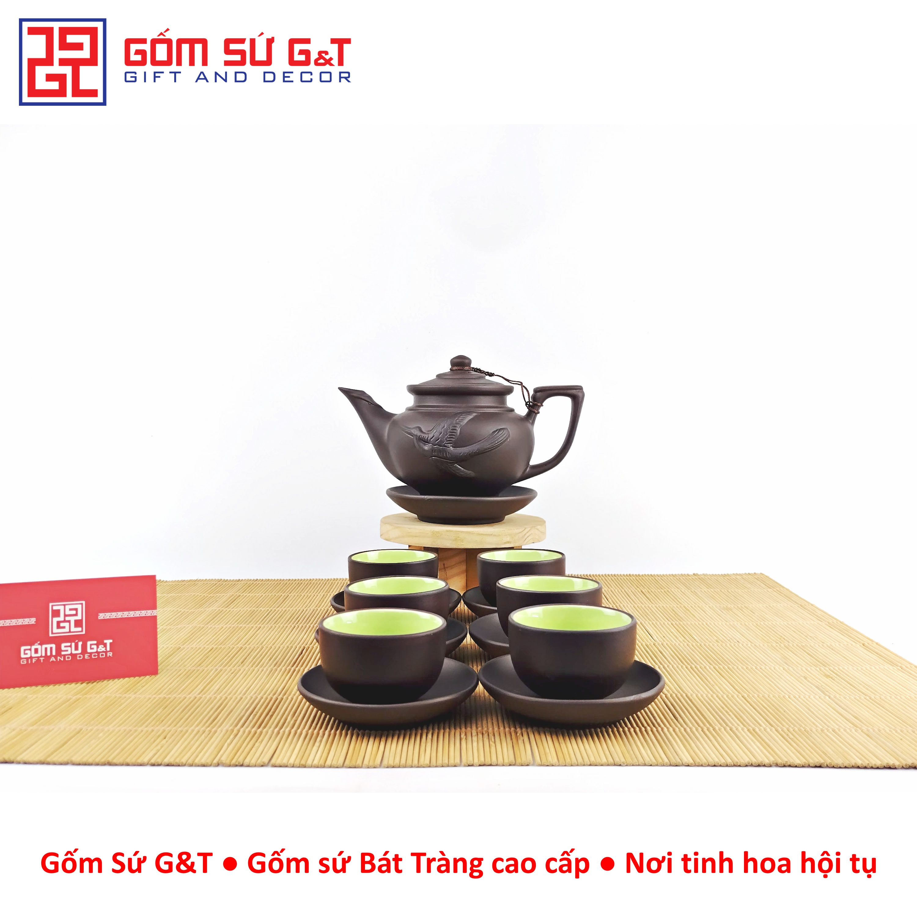 Bộ trà gốm liên hoa trơn Gốm Sứ G&T