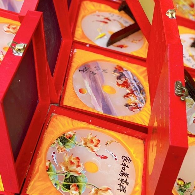 Đồng Điếu Tranh 3D Để Bàn Bằng Đá Ngọc Onyx Trắng - Đường Kính 16cm