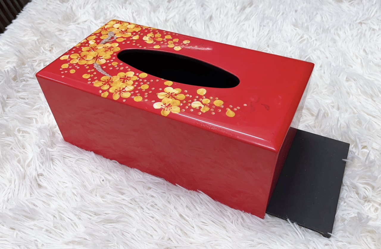 Hộp đựng khăn giấy chữ nhật sơn mài cao cấp Thanh Bình Lê đựng giấy để trong phòng khách hay nhà ăn, đẹp mắt và sang trọng