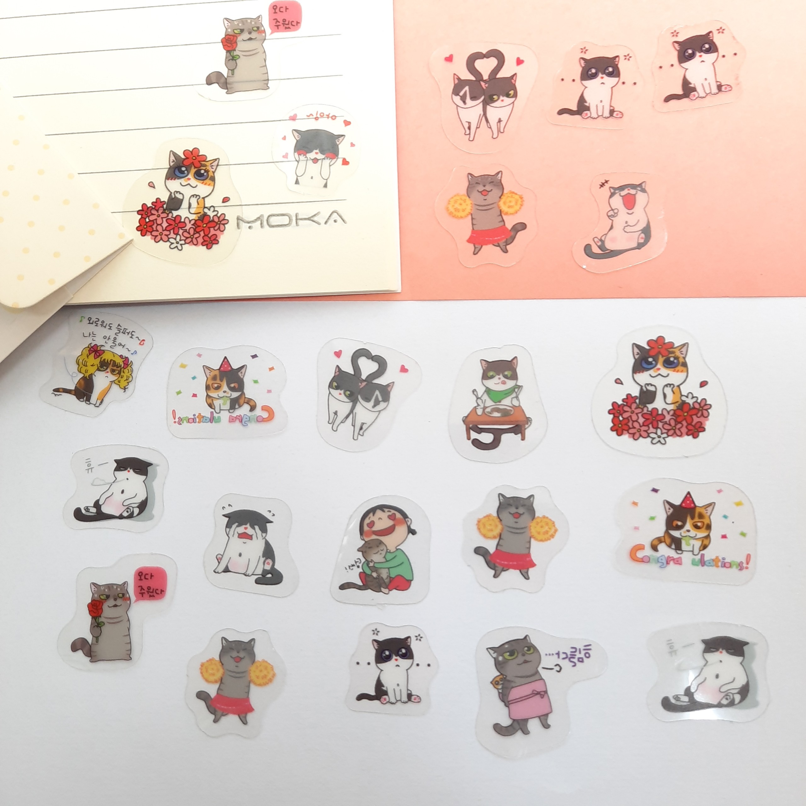 Bộ 60 Sticker Hình Dán Mini Bốn Con Mèo