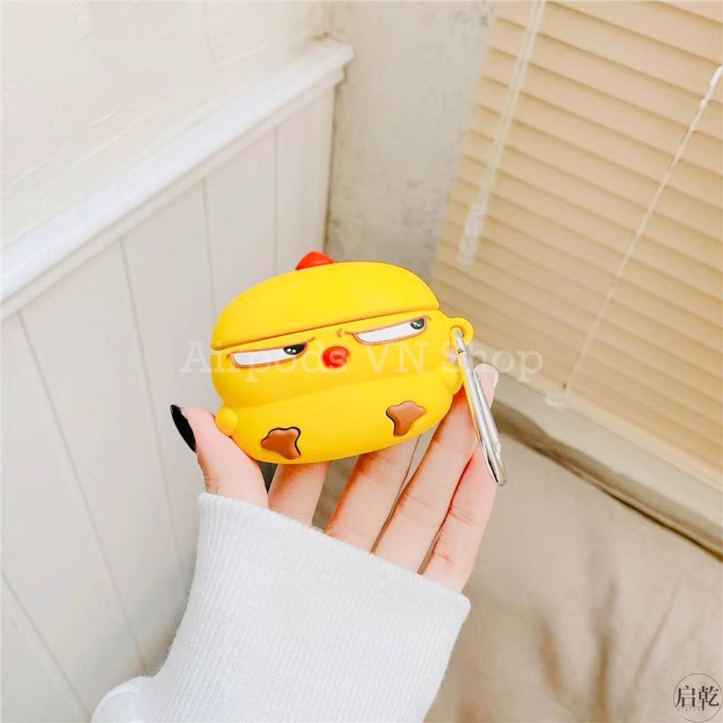 Bao Case Ốp dành cho Airpods 1/2 & Airpods Pro gà vàng mặt ngầu silicon 3D cao cấp