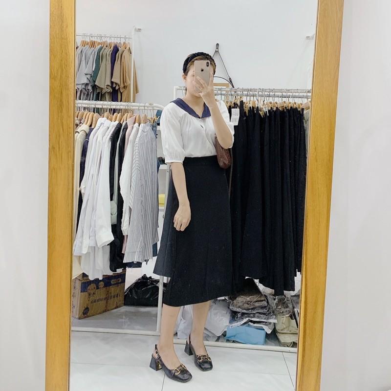 Áo cổ sen phối màu chất voan mềm