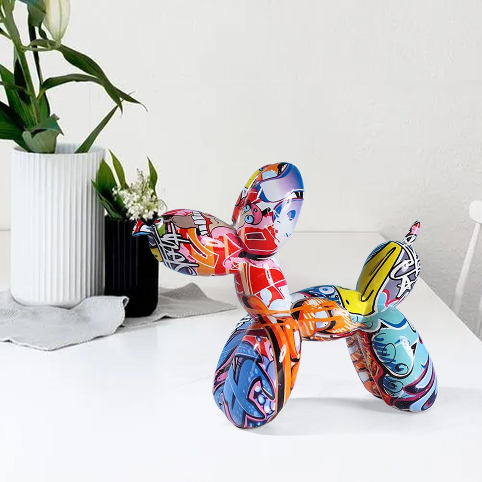 Balloon Dog Sculpture, Resin Creative Animal Figurine Balloon Dog Statue Modern Desktop Decoration for Home Bedroom Living Room