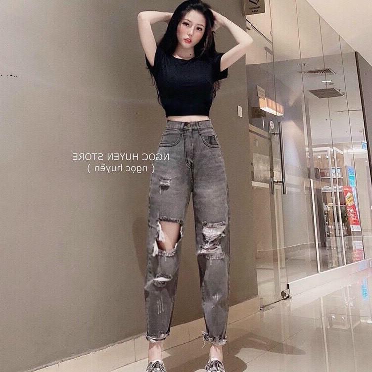 quần jean baggy nữ rách cao cấp , chất liệu denim ,form chuẩn shop (ảnh thật shop chụp 100%) HTBVIP10