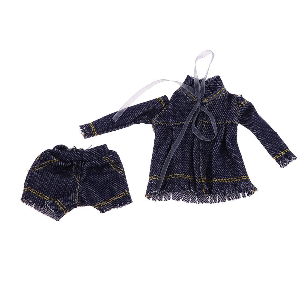 2-4pack Stylish Denim Costume Set Tops Coat & Trousers Pants Outfits For Blythe