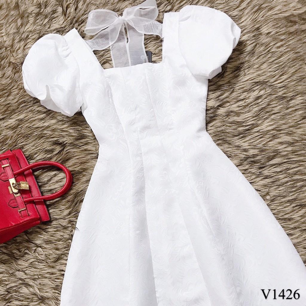 Váy trắng tay bồng V1426 - ĐẸP SHOP DVC ( Ảnh mẫu và ảnh trải sàn do shop tự chụp )