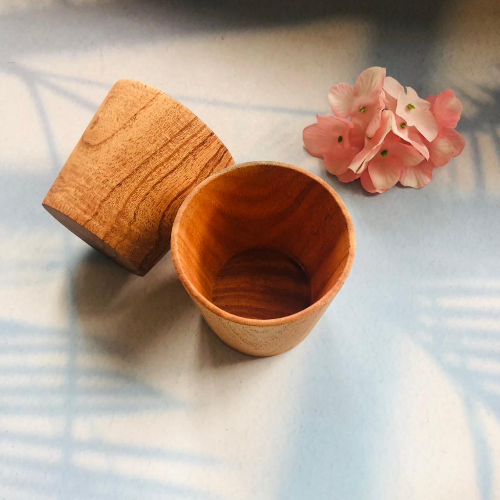 Cốc/Ly Gỗ Xoan 7x8 cm, Thân Trụ Vàng Cam, Cốc Uống Nước, Trà, Cà Phê, Chụp Ảnh Trang Trí Của Craft Closet