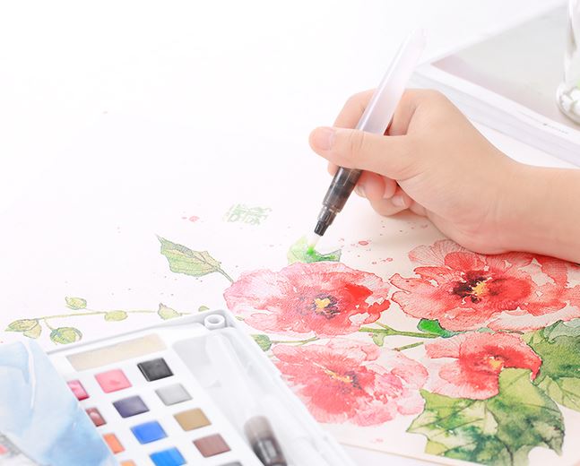 Màu nước dạng nén cao cấp G3600A set 36 màu solid watercolor đi kèm 2 cây cọ nước dành cho vẽ tranh