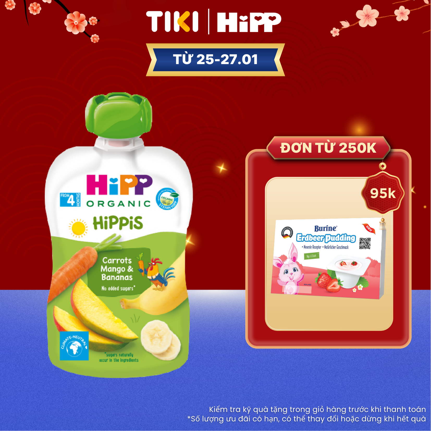 Thức ăn dặm Dinh dưỡng 100% Trái cây nghiền hữu cơ HiPPiS Organic 100g