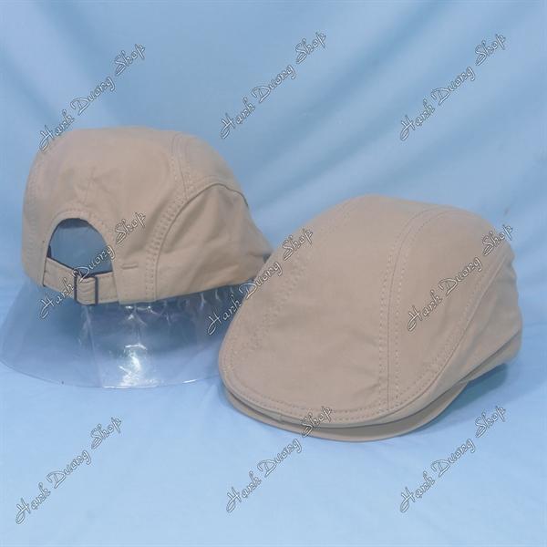 Nón mỏ vịt nón beret có nút đóng ở kết có khóa tăng giảm size dành cho người lớn không có logo - Kaki Vàng