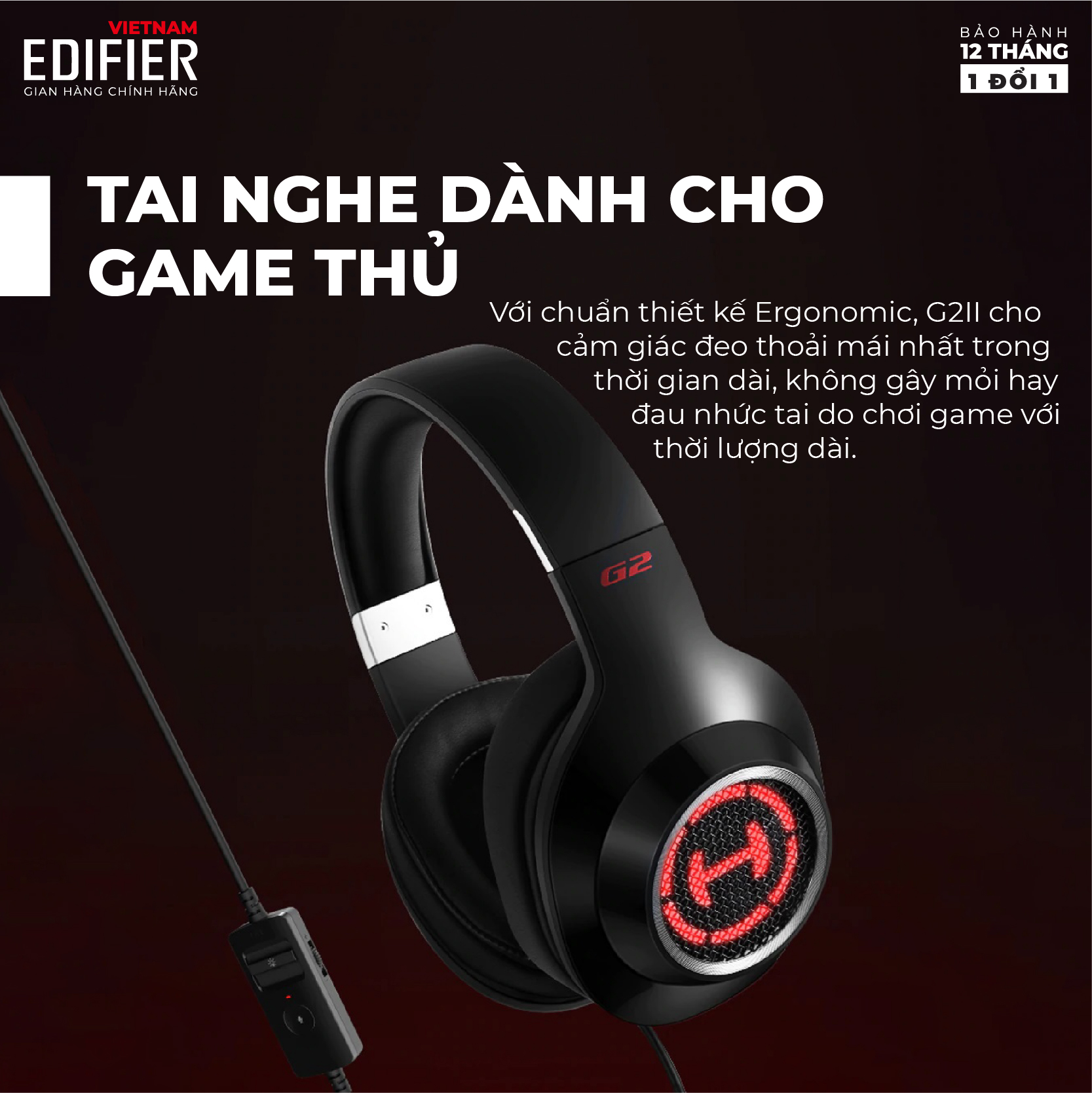 Tai nghe chụp tai có dây gaming 7.1 EDIFIER G2 II Hỗ trợ Mic chống ồn Âm thanh vòm - Hàng chính hãng