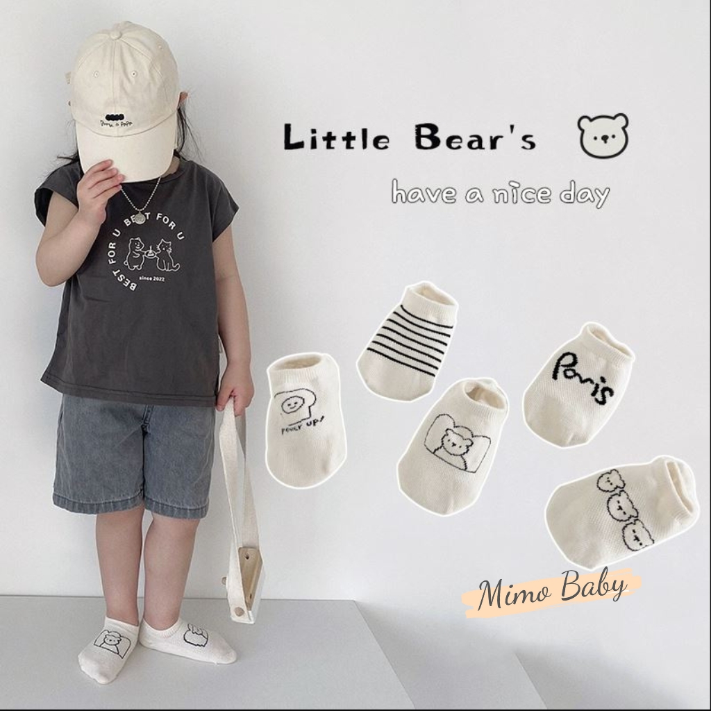 Set 5 đôi tất lưới cổ ngắn thoáng khí xuân hè cho bé T42 Mimo Baby