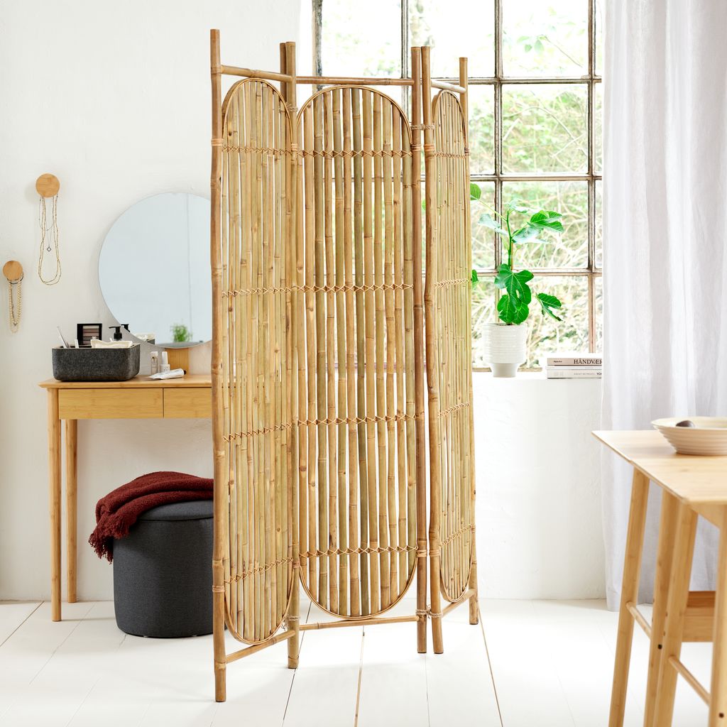 Bàn trang điểm kèm gương | JYSK Saksild | tre/MDF/gương | màu tự nhiên | R80xS35xC137cm