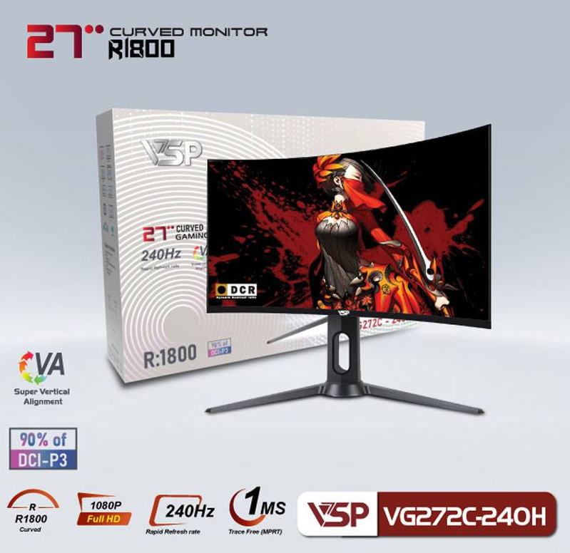 Màn Hình Cong VSP 27" VG272C-240H (27INCH/FHD/VA/240Hz/1Ms) - Hàng Chính Hãng