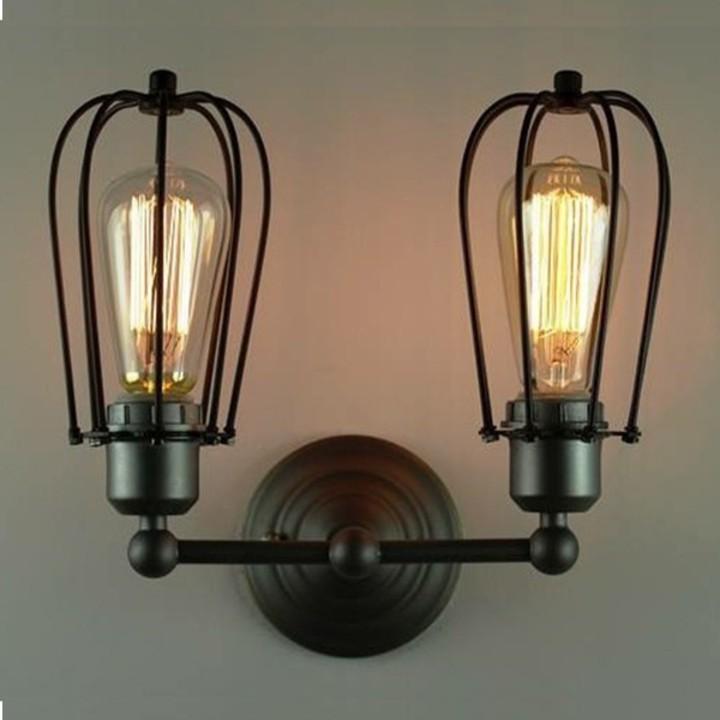 Đèn tường rọ sắt đôi dáng quả lê