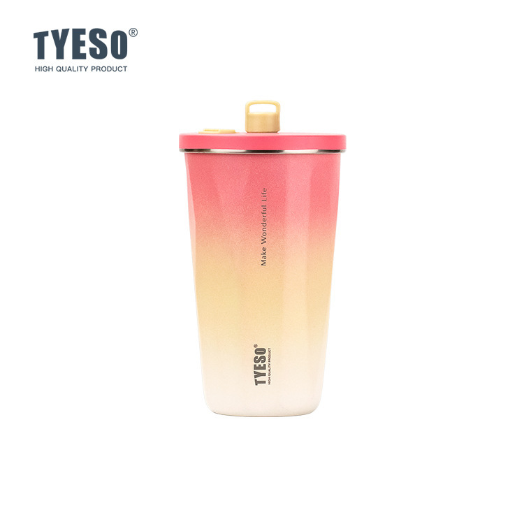 Ly giữ nhiệt inox 304 Tyeso dung tích 600ML có ống hút màu mới