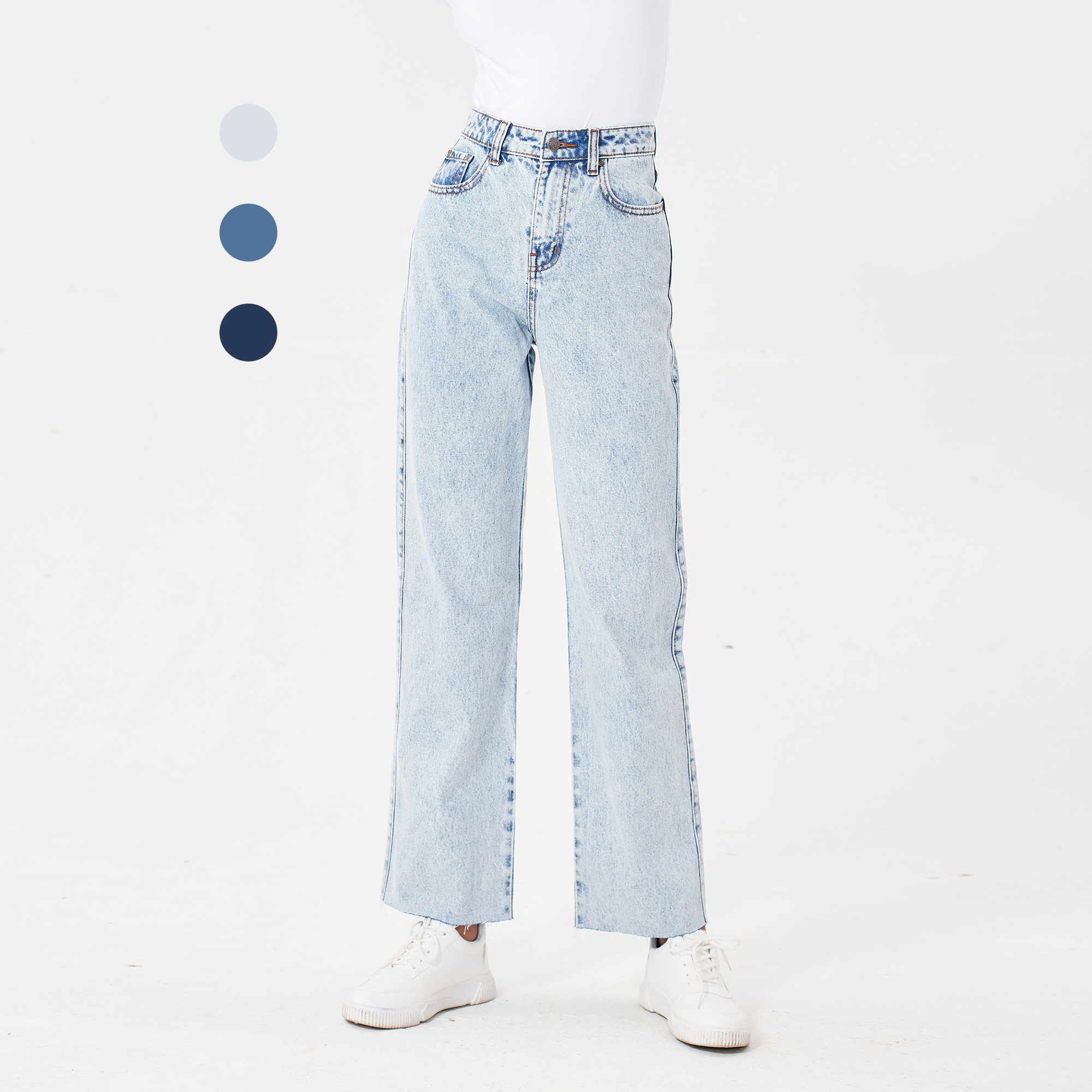 Quần Jean Nữ Ống Rộng Lưng Cao Aaa Jeans