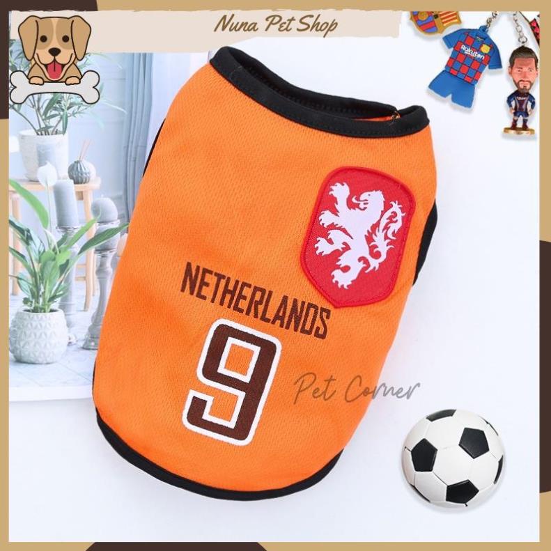 Áo ba lỗ thể thao bóng đá cho thú cưng vải lưới thoáng khí, áo cho chó mèo mùa hè