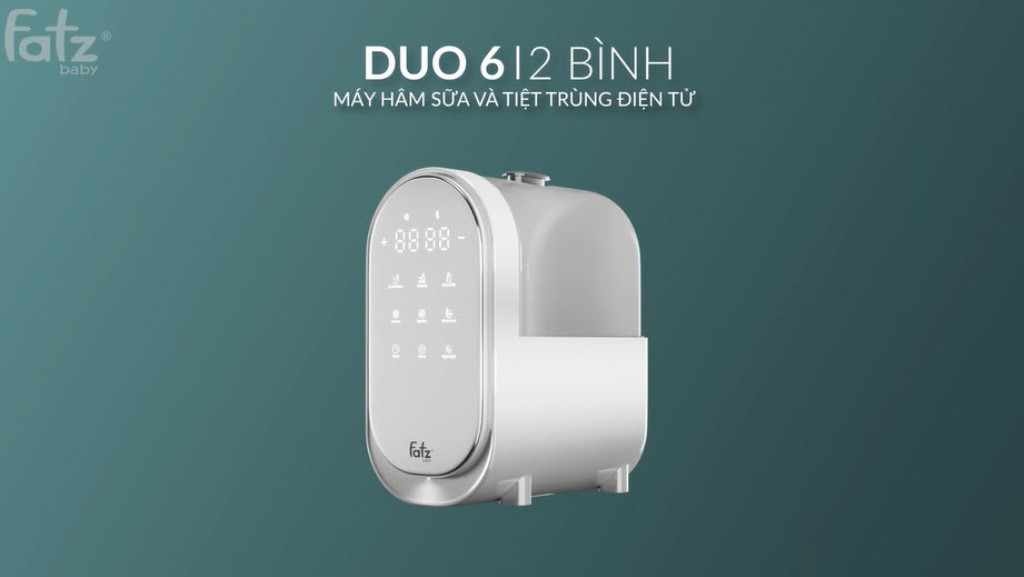 Máy hâm sữa điện tử 2 bình cổ rộng Duo 6 tiệt trùng, hâm thức ăn, hâm nóng nhanh, rã đông hẹn giờ có đèn Led