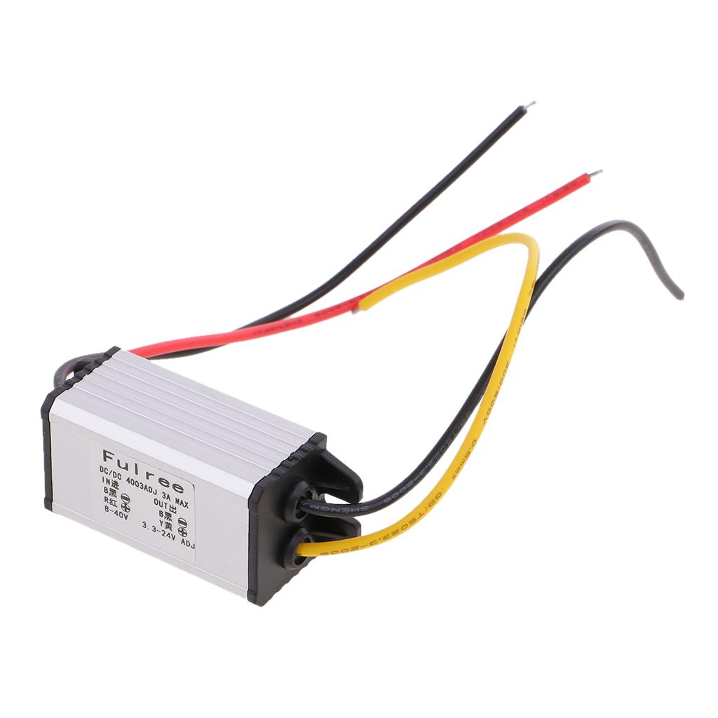 Adjustable DC-DC 24/12v to 5v Converter Regulator 3A Power Supply Adapter for LED Display, Car Auto Vehicle, Motor