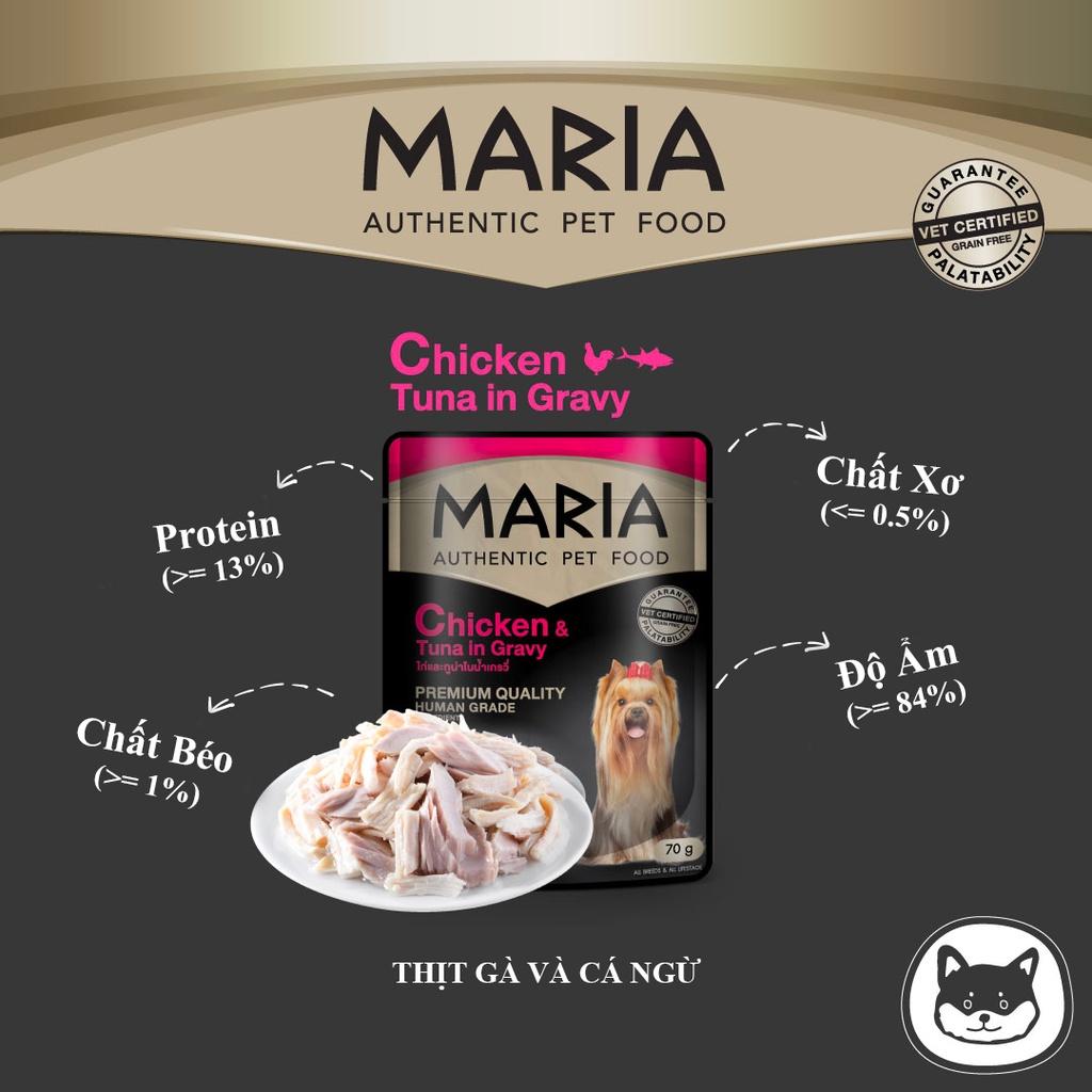 Pate cho chó con|poodle Combo 4 gói 70g MARIA AUTHENTIC PET FOOD - thức ăn cho chó vị thịt bò, thịt gà, cá hồi, cá ngừ