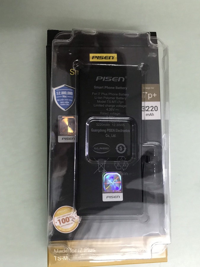 Pin điện thoại Pisen dành cho IPhone 7Plus+  Dung Lượng Cao - Chính Hãng