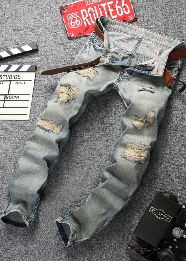 Quần jeans nam rách Mã: ND1054 - XANH