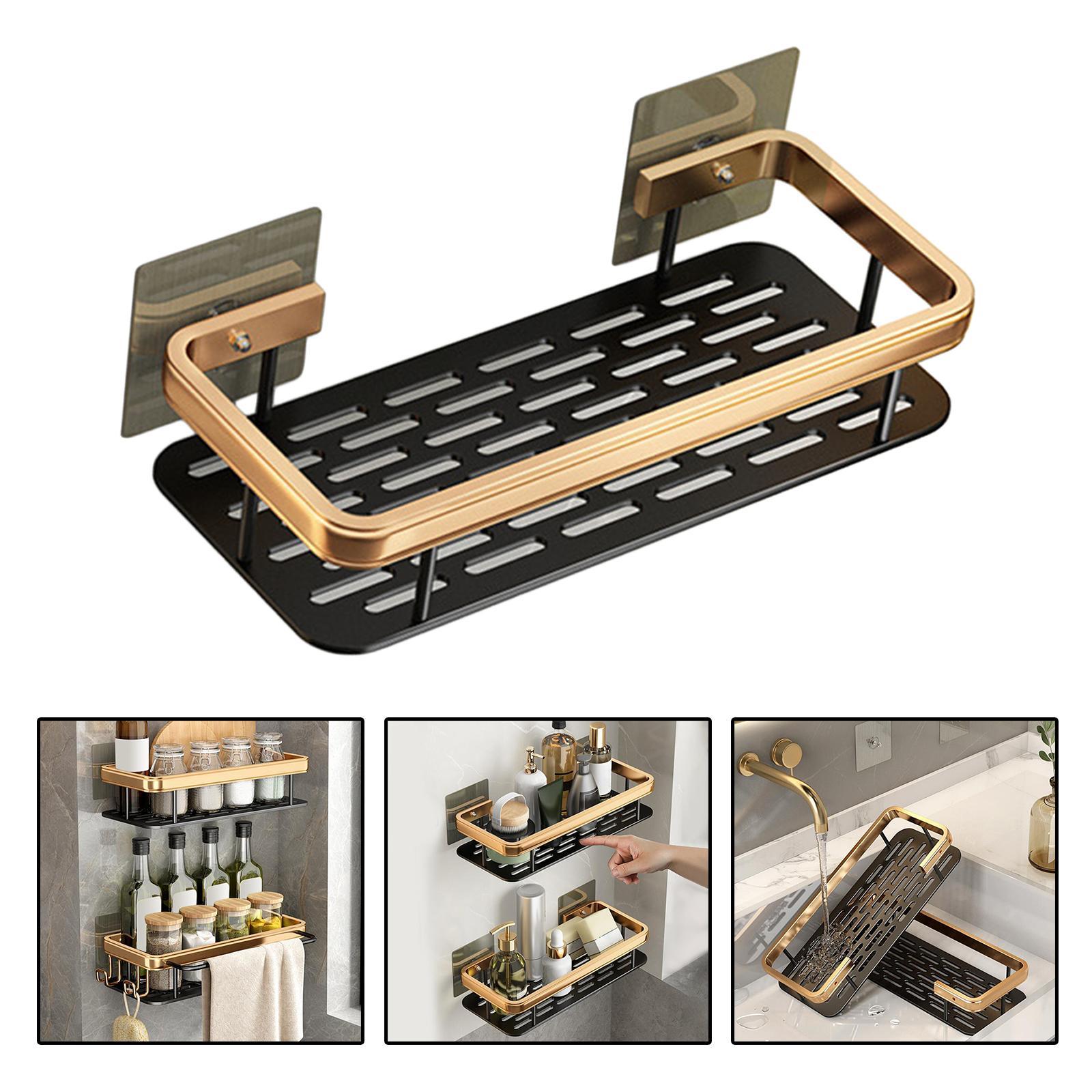 Shower Caddy Basket Punch-Free Rustproof Bathroom Shelf Shelves Storage Rack for Kitchen Hotel Restroom Bathroom Accessories Shower Shelf