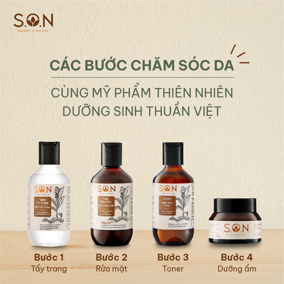 Sữa rửa mặt nghệ đen & gạo S.O.N dành cho da khô 100ml