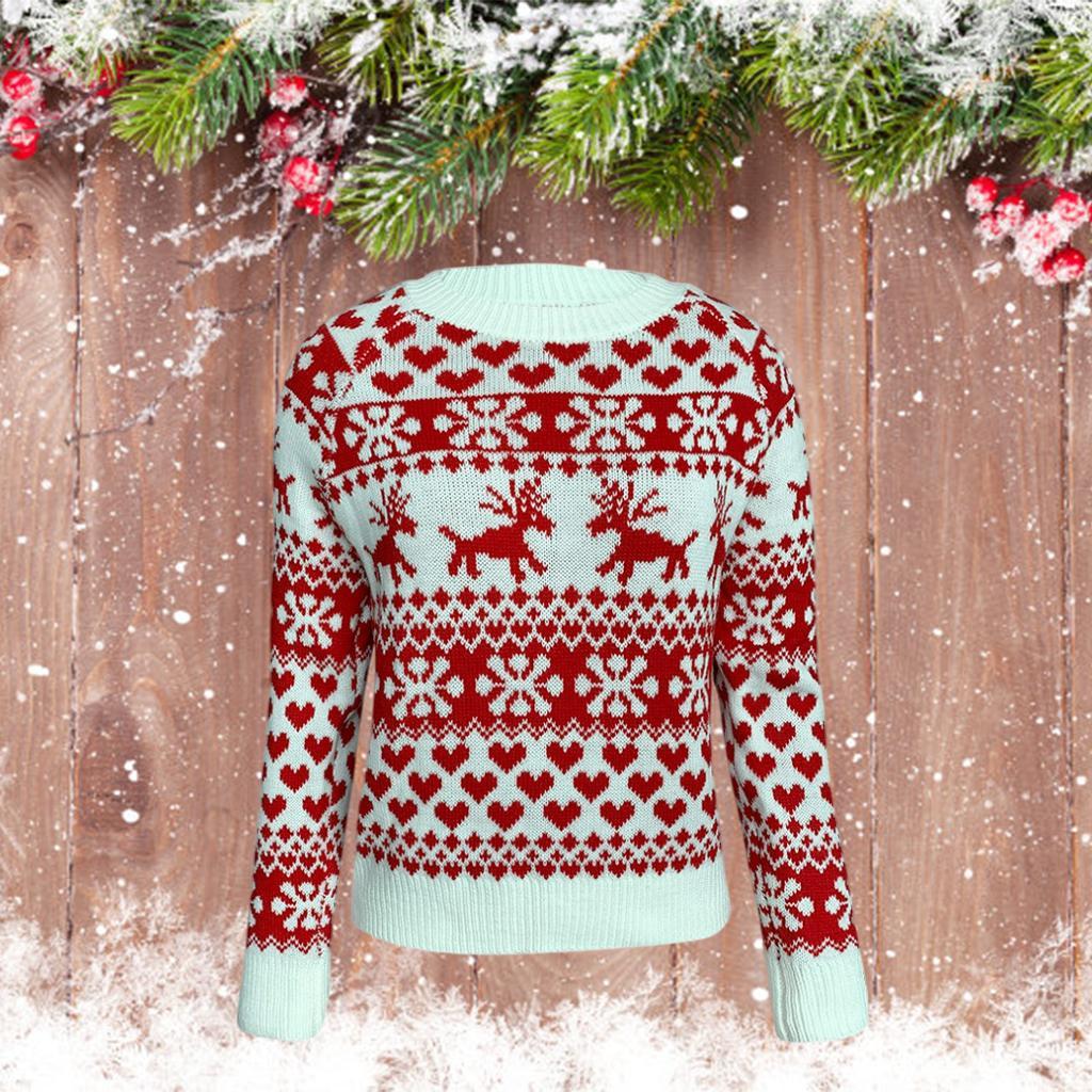 Christmas Women Sweater Blouse Pullover Sweatshirt Women Ladies White M