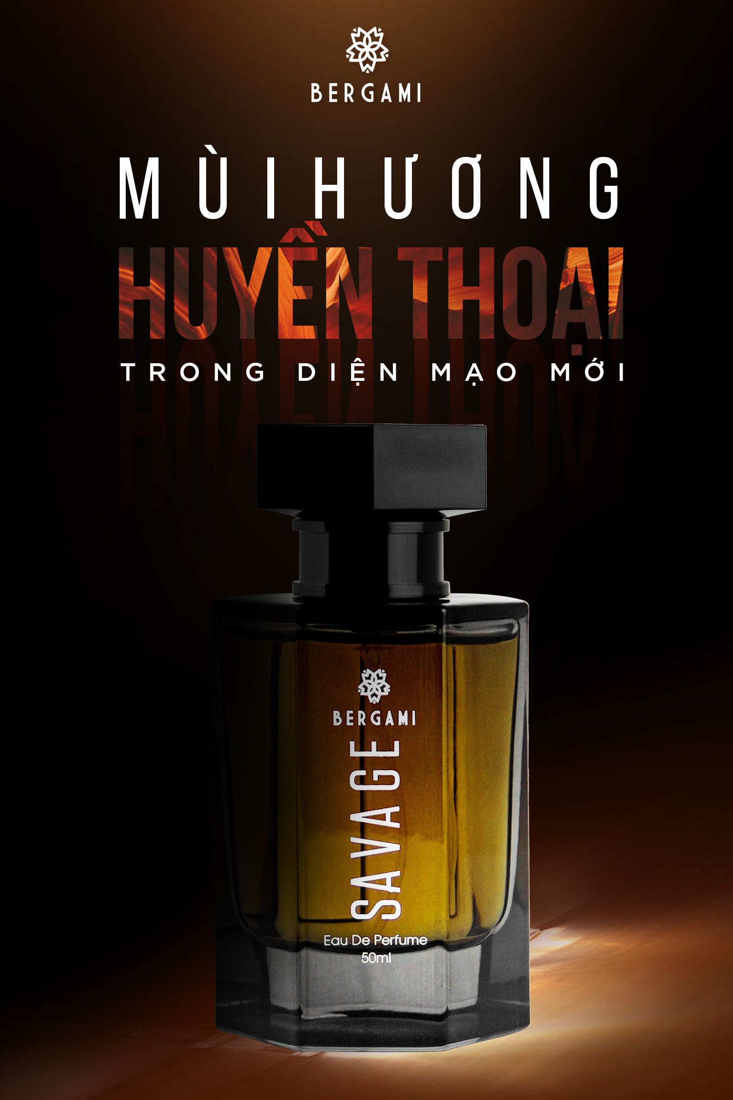 Nước hoa nam chính hãng mùi hương GỖ SỒI trầm ấm quyến rũ Bergami Savage 50ml