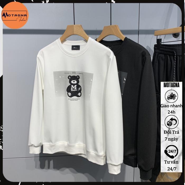 Áo sweater nam dáng ôm, Áo nỉ tay dài chất đẹp cá tính in Gấu Đen cute mã NZ666