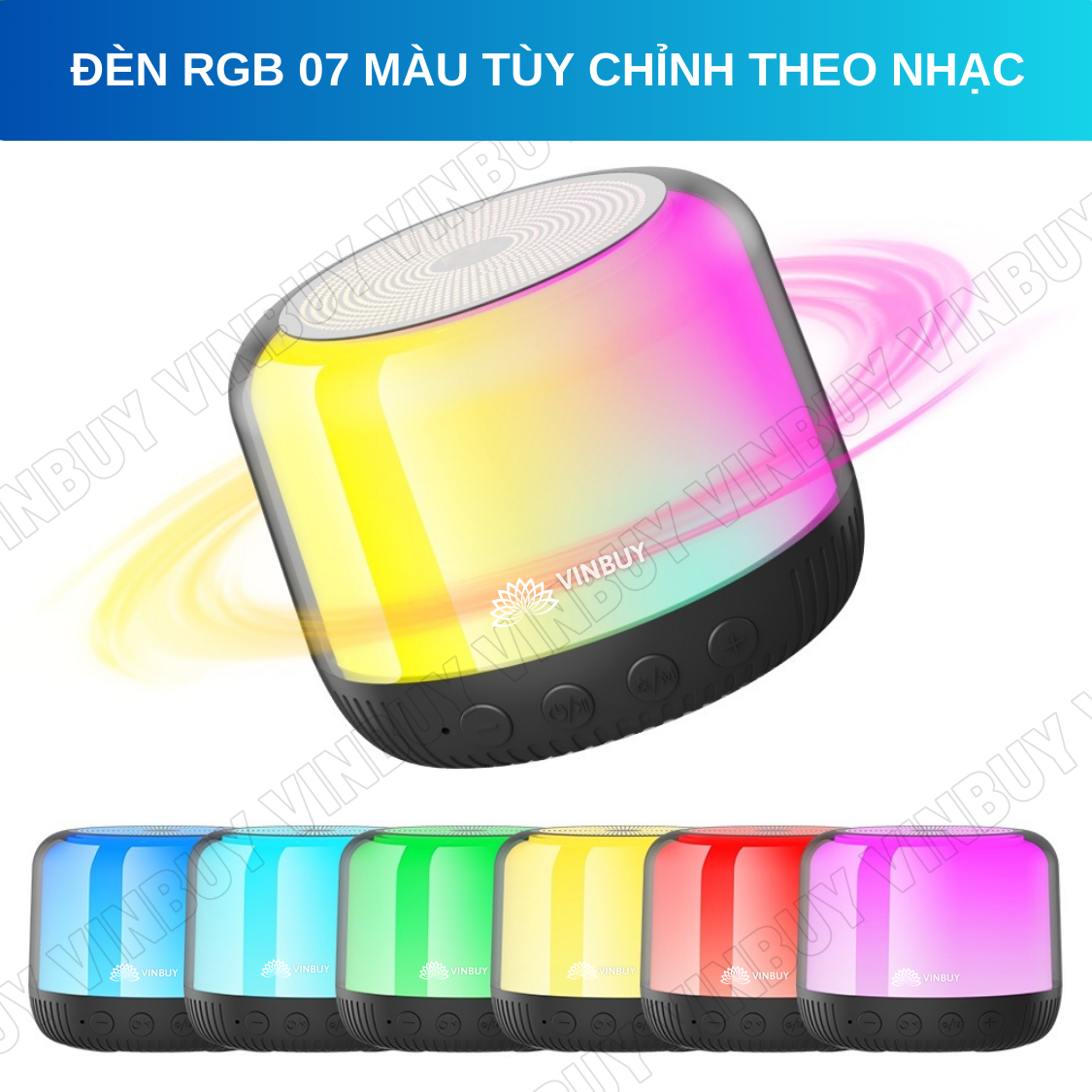 Loa bluetooth mini không dây wireless TWS HiFi loa nghe nhạc âm trầm bass mạnh có đèn RGB đổi màu theo nhạc, hỗ trợ thẻ nhớ - Hàng chính hãng VinBuy