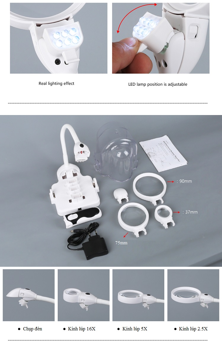 Kính lúp để bàn, cầm tay 3in1