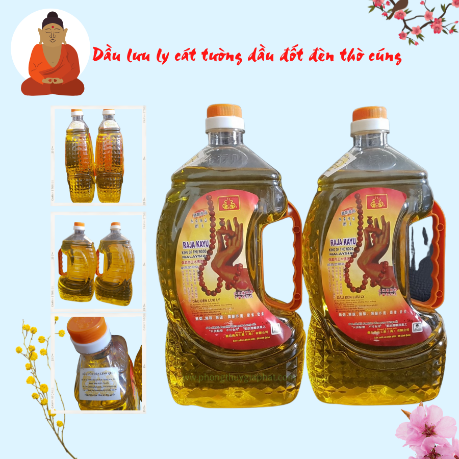 Dầu lưu ly cát tường dầu đốt đèn thờ cúng - 2 LÍT LOẠI TÔT, CAN TO, KHÔNG KHÓI, HẢO HẠNG| Bàn tay phật