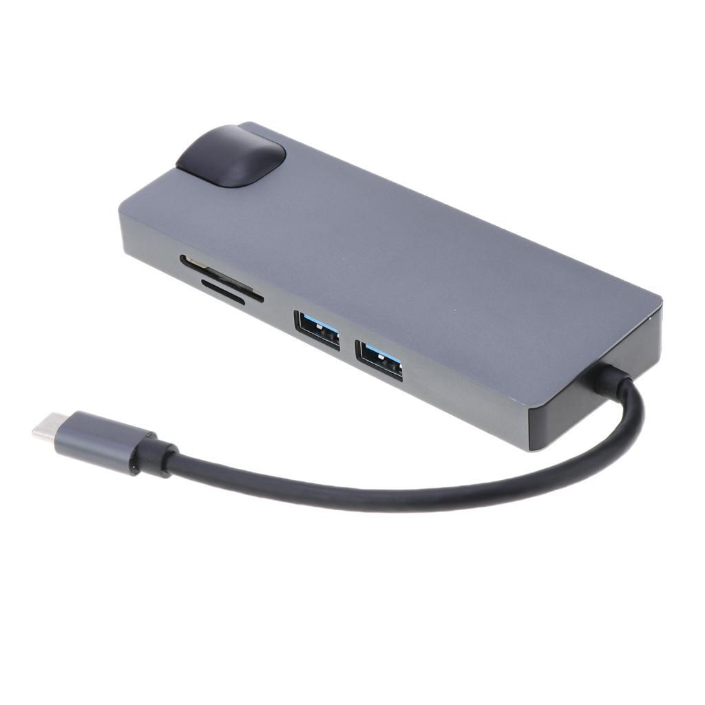 USB C Hub 8-in-1 Type C Card Reader 4K HDMI&VGA for Macbook/Type C Laptops