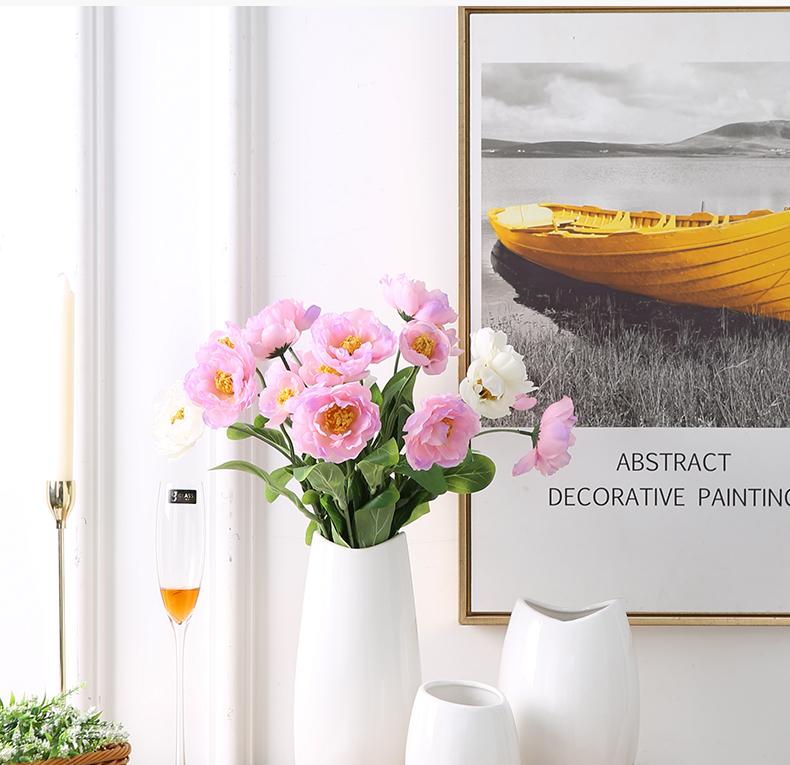 Hoa giả trang trí, 5 cành hoa hồng rosy cao cấp decor phòng khách, trang trí bàn làm việc, quầy bar nhà hàng, spa