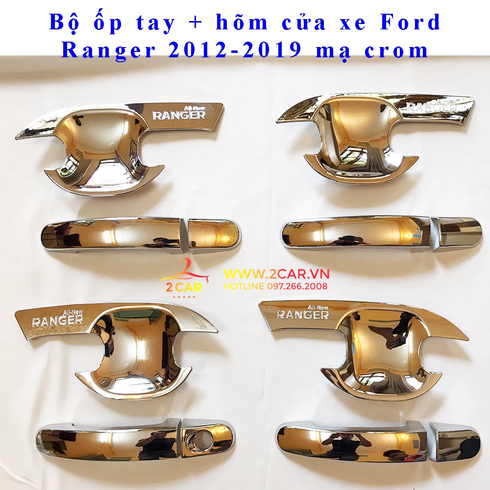 Ốp tay nắm, hõm cửa xe Ford Ranger 2015 - 2021 mạ crom