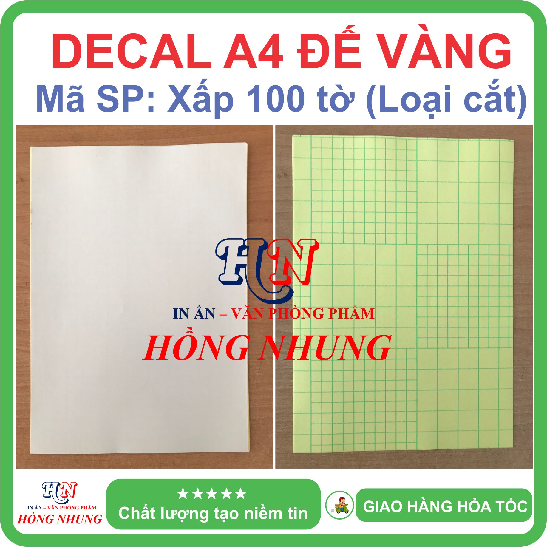 [HỒNG NHUNG] Xấp 100 tờ Decal A4 Đế Vàng (loại cắt), chất lượng và tiết kiệm