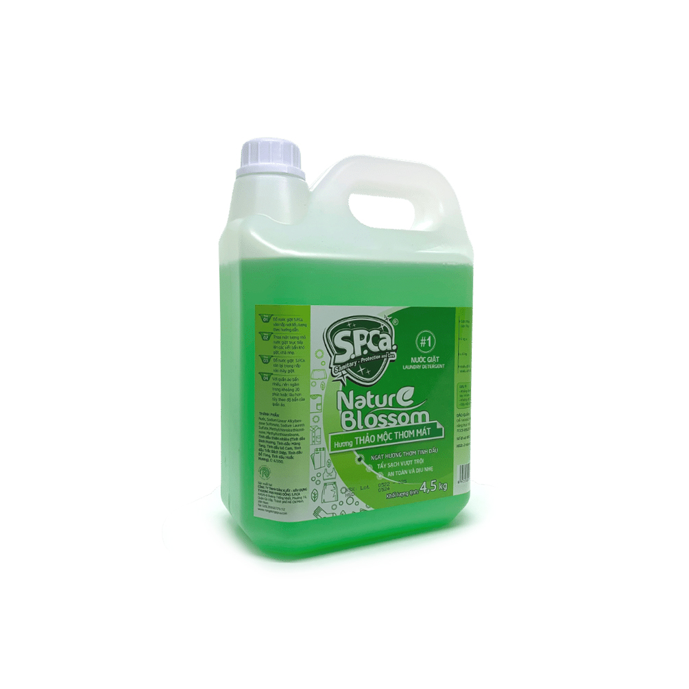 Nước Giặt Quần Áo Hương Nước Hoa SPCa 4.5Kg Cao Cấp Giúp Sạch Nhanh, Mềm Vải, Lưu Hương Lâu, Không Hại Da Tay