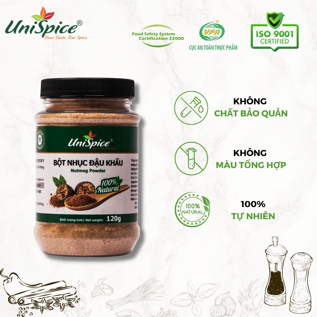 Bột nhục đậu khấu UniSpice lọ 120g- Gia vị tự nhiên