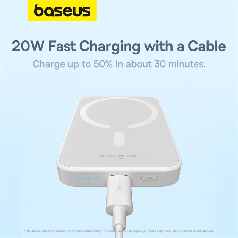 Pin Sạc Dự Phòng Không Dây Tích Hợp Nam Châm Baseus Magnetic Mini Air Wireless Fast Charge Power Bank 6000mAh 20W - Hàng chính hãng