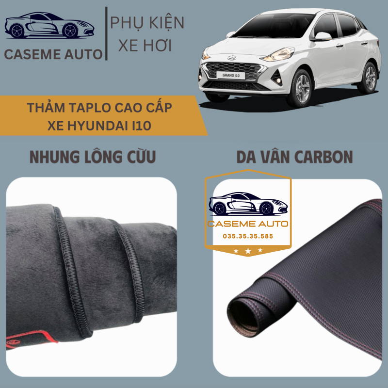 [HYUNDAI I10] Thảm Taplo 3 Lớp Dành Cho Xe HYUNDAI I10, Nhung Lông Cừu Và Da Vân Carbon Cao Cấp - Hàng Chính Hãng