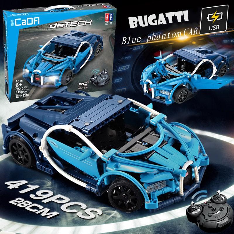 Đồ Chơi Lắp Ráp Kiểu LEGO CaDA C51053 Điều Khiển Từ Xa Mô Hình Siêu Xe Bugatti Blue Phantom Car Với 419 Chi Tiết