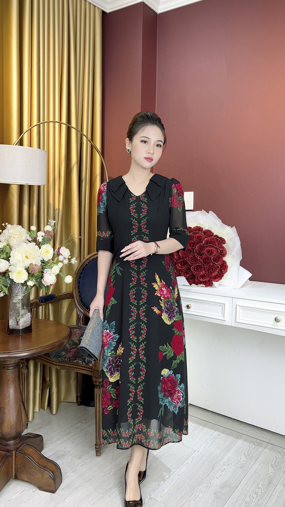 Đầm Trung Niên [ Linh Trà ] (TM 1073) Trẻ Trung Thiết Kế Trang Nhã Thanh Lịch Bigsize Đi Làm Đi Tiệc Cho Bà Cho Mẹ U50