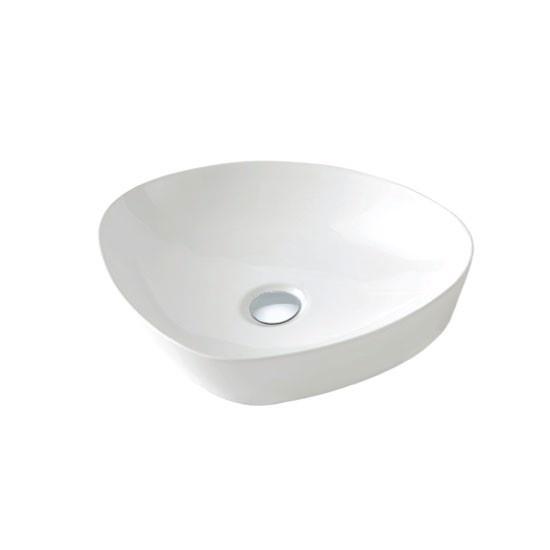 Chậu lavabo, chậu rửa mặt đặt bàn sứ trắng, hình tam giác bo tròn, độ bền cao, hàng nhập khẩu Moen BC9903-152